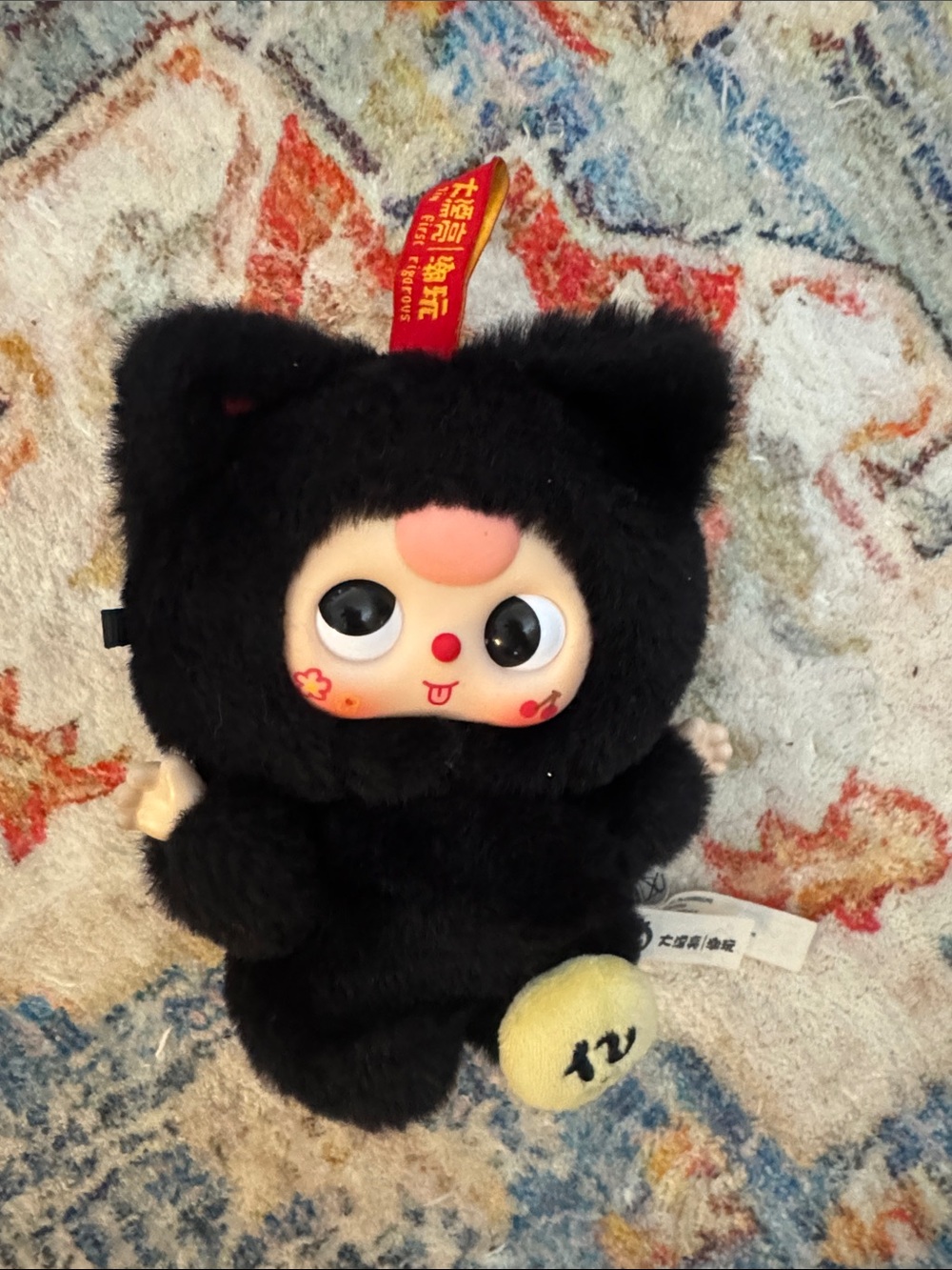 BABY THREE Black Plush Pendant Vinyl Face Collectible Doll Keychain Tagged